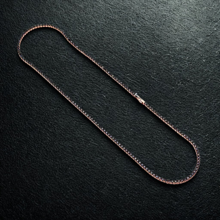 שרשרת טניס- שחור/רוז- 3mm